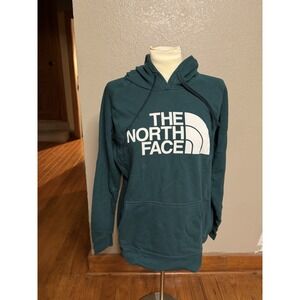 Size XL THE NORTH FACE Women Half Dome Pullover Hoodie Pouch Pocket Teal Green